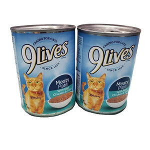 9 Lives Meaty Pate Real Chicken &Tuna Cat Food LOT 2 Cans